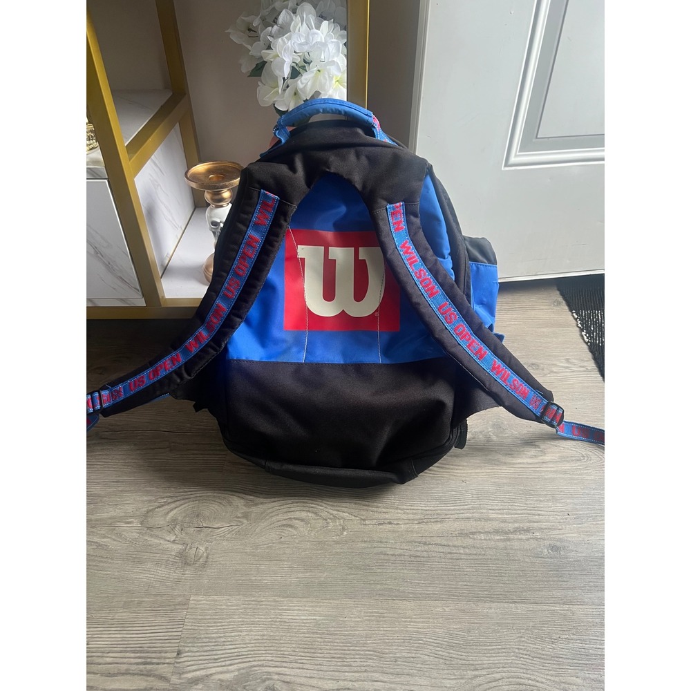 Vintage Wilson US Open Tennis Racket Book Bag Blue Red Lettering RARE - Picture 2 of 9